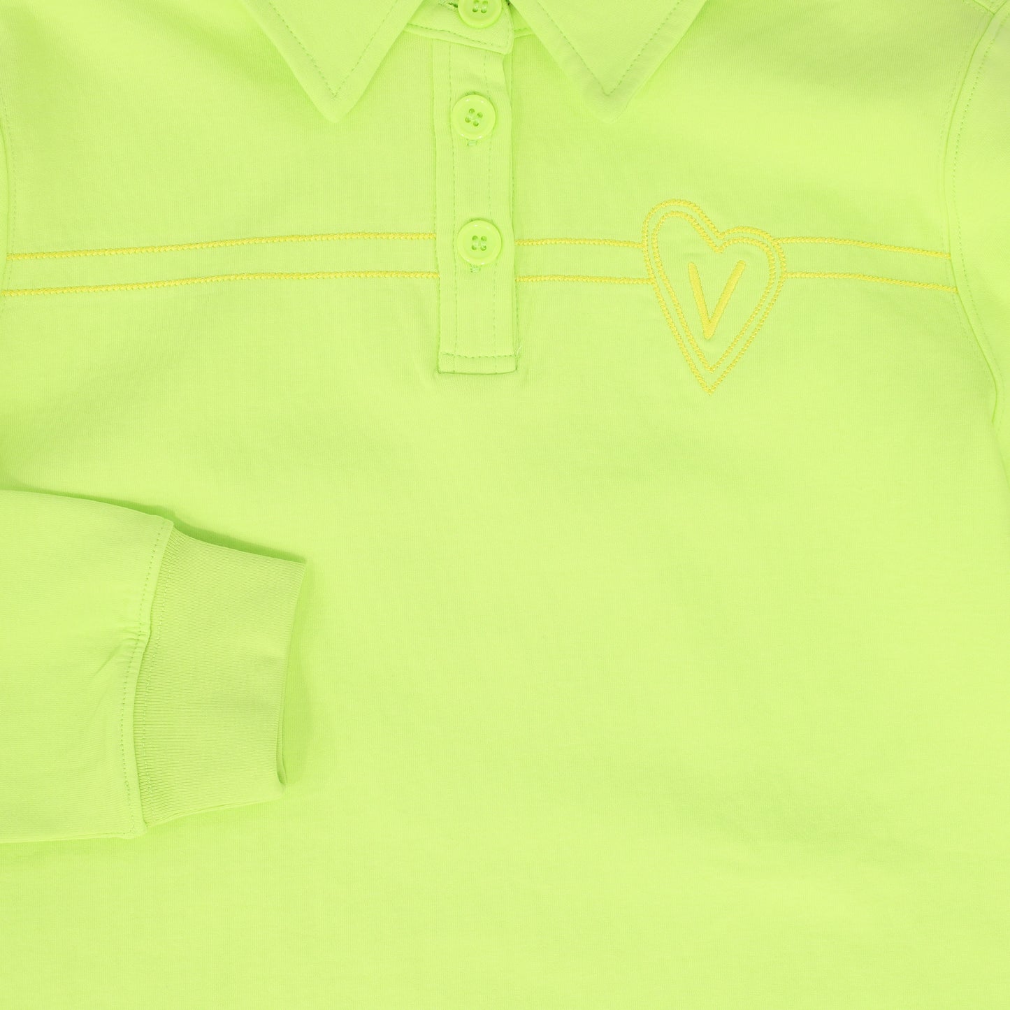 VALENTINA LIME EMBROIDERED HEART POLO