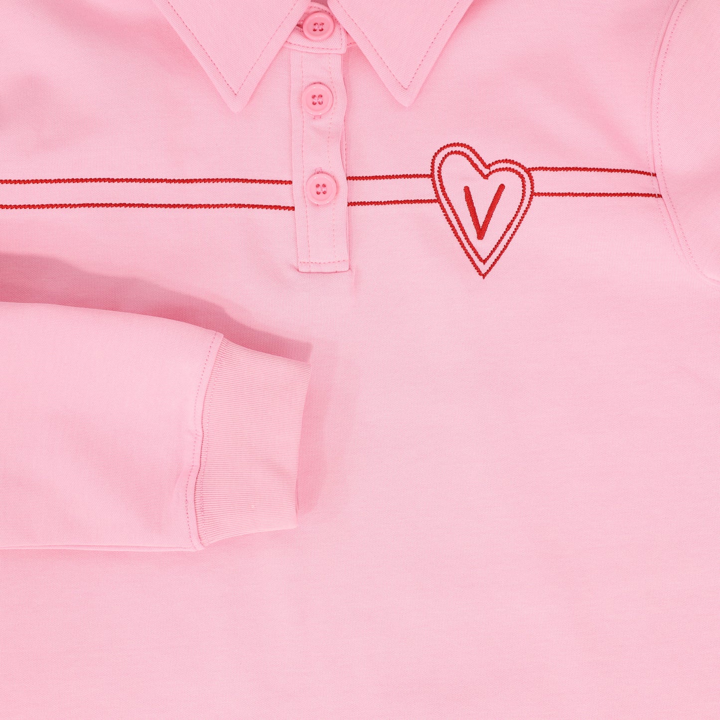 VALENTINA PINK EMBROIDERED HEART POLO