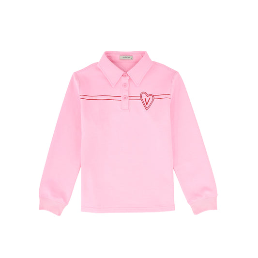 VALENTINA PINK EMBROIDERED HEART POLO