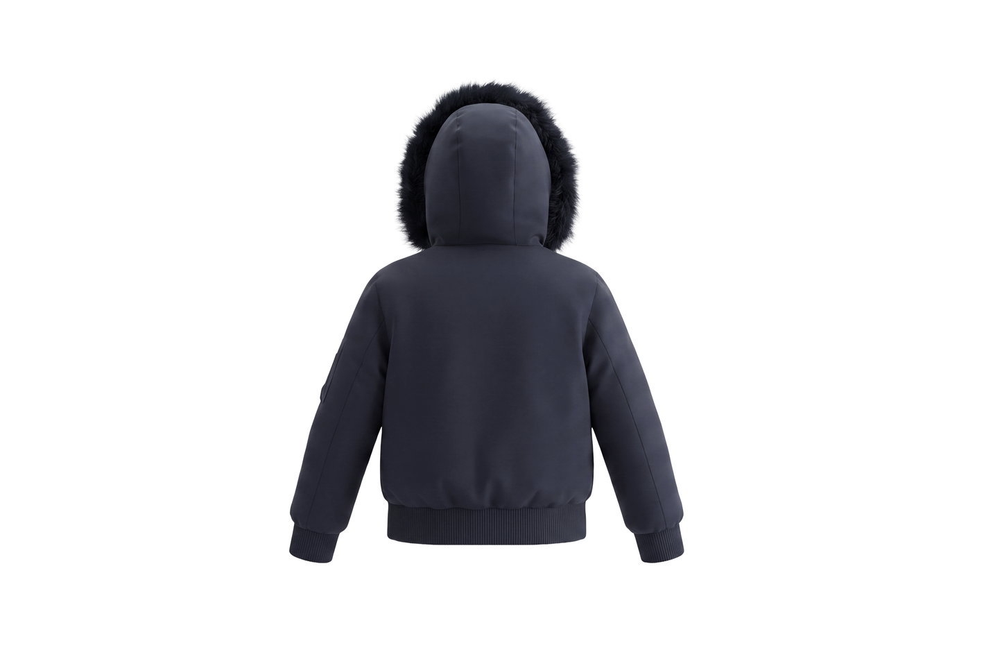 PRAMIE NAVY MATTE FUR TRIM COAT