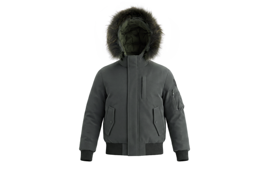 PRAMIE GREEN MATTE FUR TRIM COAT