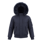 PRAMIE NAVY MATTE FUR TRIM COAT