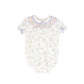 BAMBOO IVORY/GREEN FLORAL SCALLOP COLLAR ROMPER