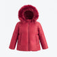 PRAMIE CHERRY RED BOW FUR TRIM COAT