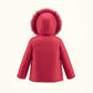 PRAMIE CHERRY RED BOW FUR TRIM COAT