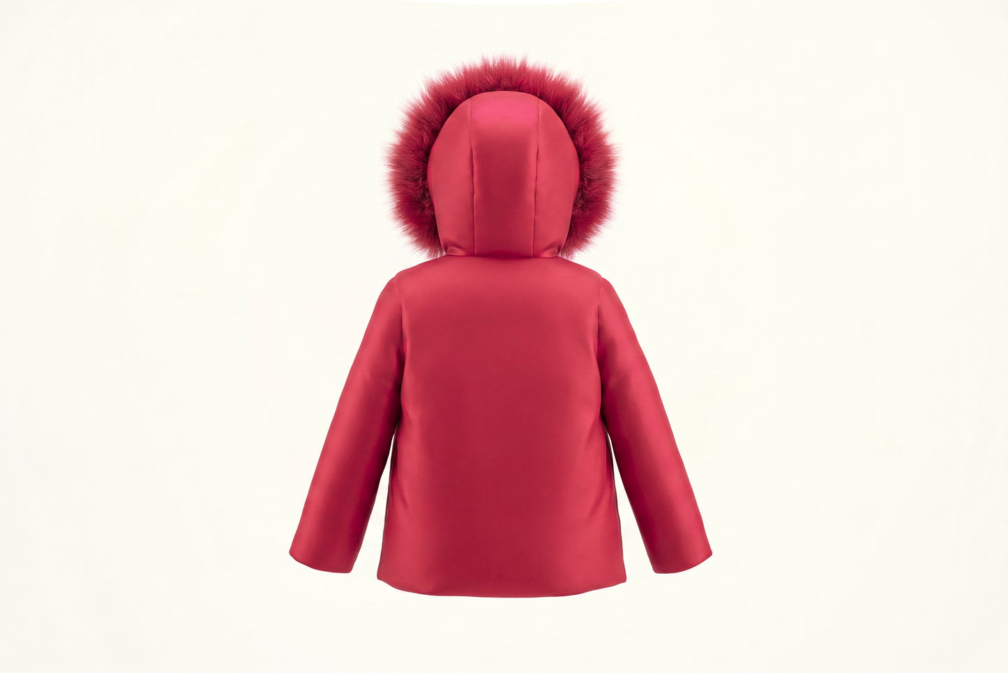 PRAMIE CHERRY RED BOW FUR TRIM COAT