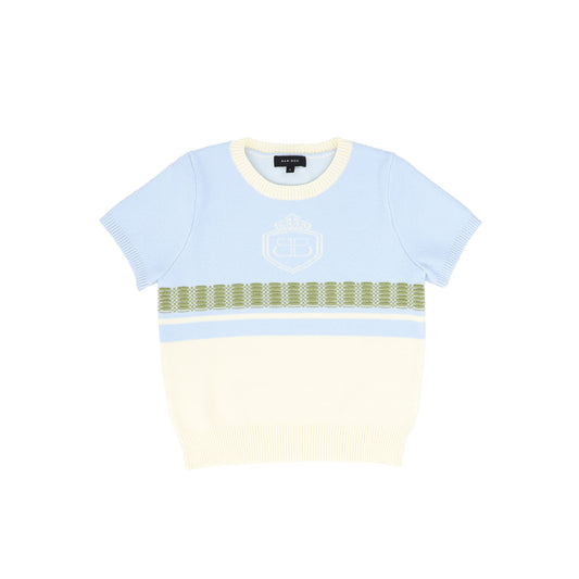 BAMBOO BLUE CONTRAST CREST SWEATER