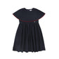 BACE COLLECTION NAVY WOOL VELVET TRIM DRESS