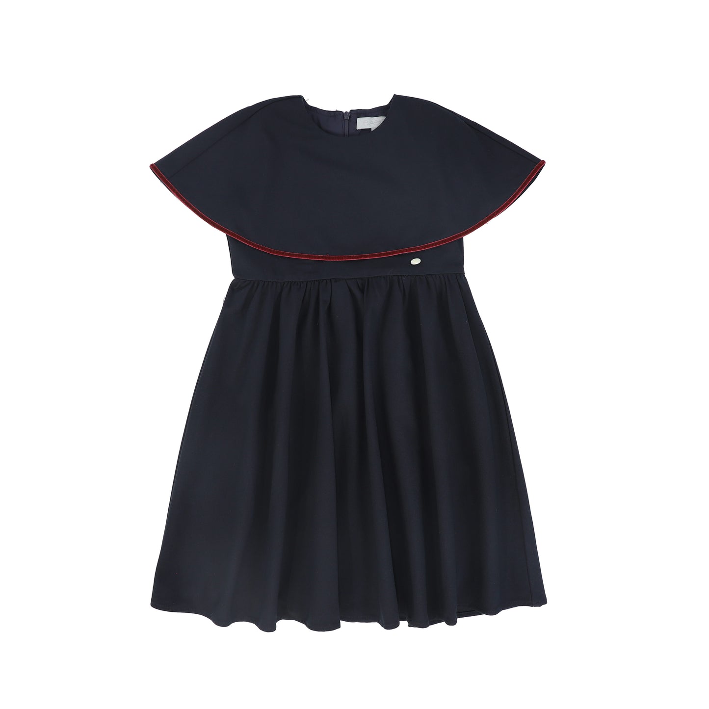 BACE COLLECTION NAVY WOOL VELVET TRIM DRESS