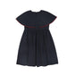 BACE COLLECTION NAVY WOOL VELVET TRIM DRESS