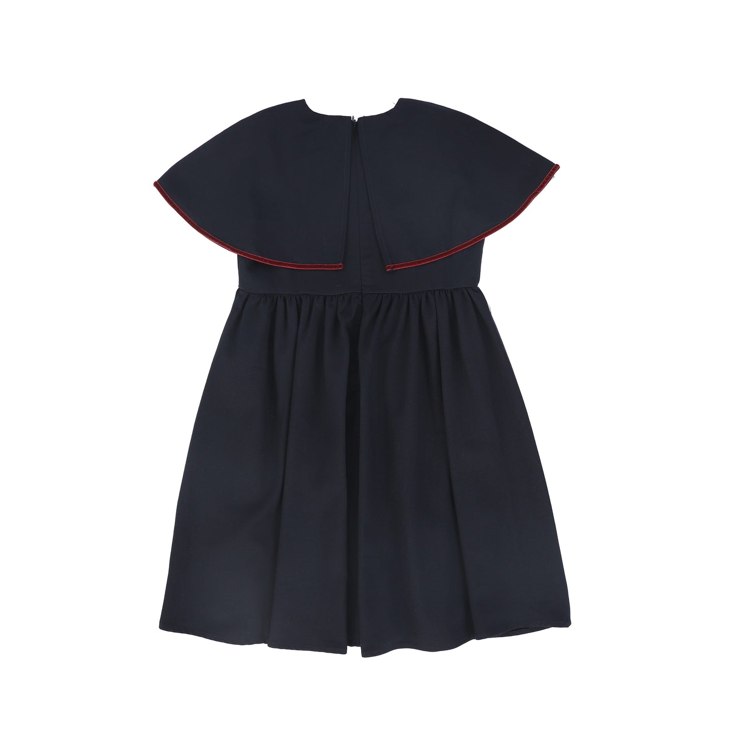 BACE COLLECTION NAVY WOOL VELVET TRIM DRESS