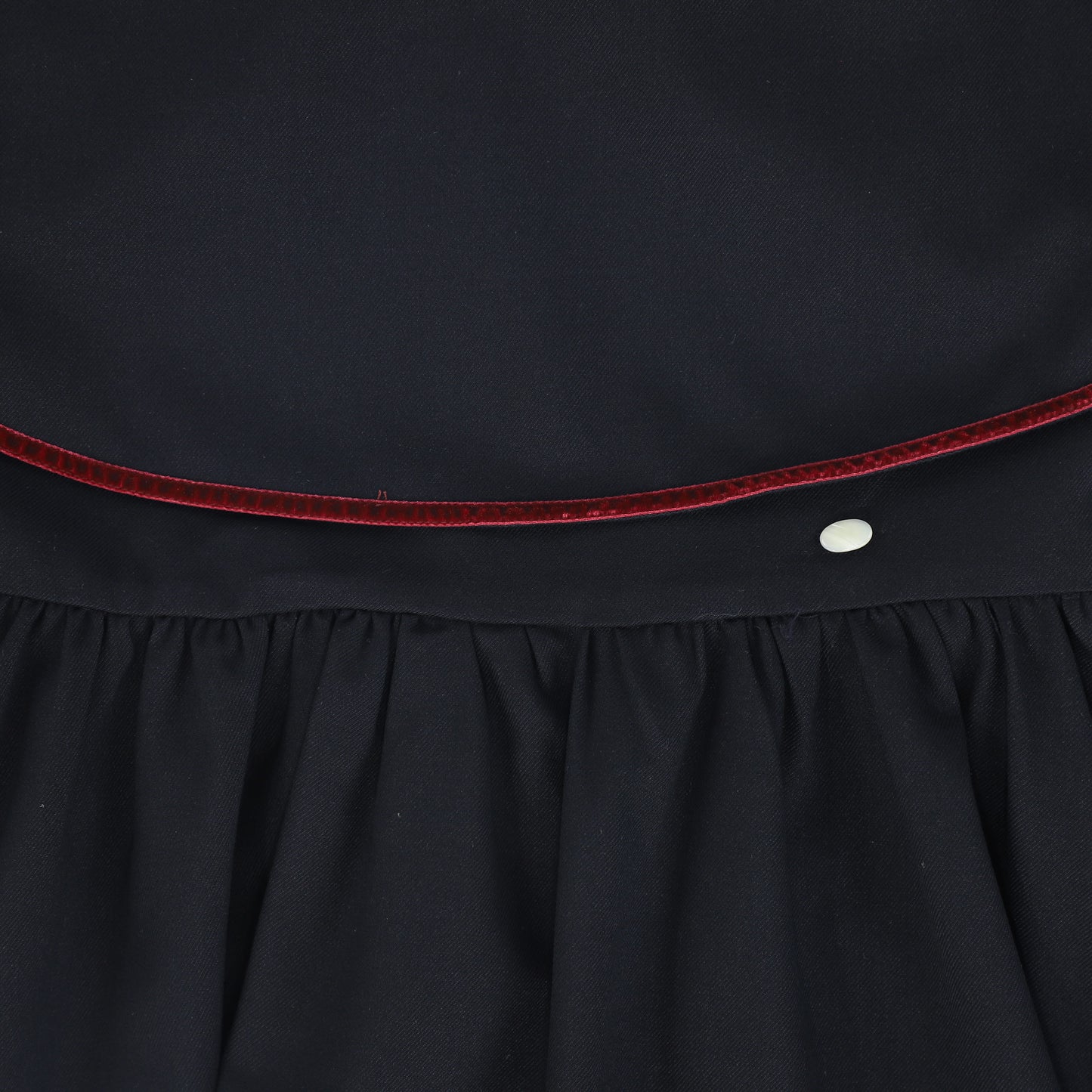 BACE COLLECTION NAVY WOOL VELVET TRIM DRESS