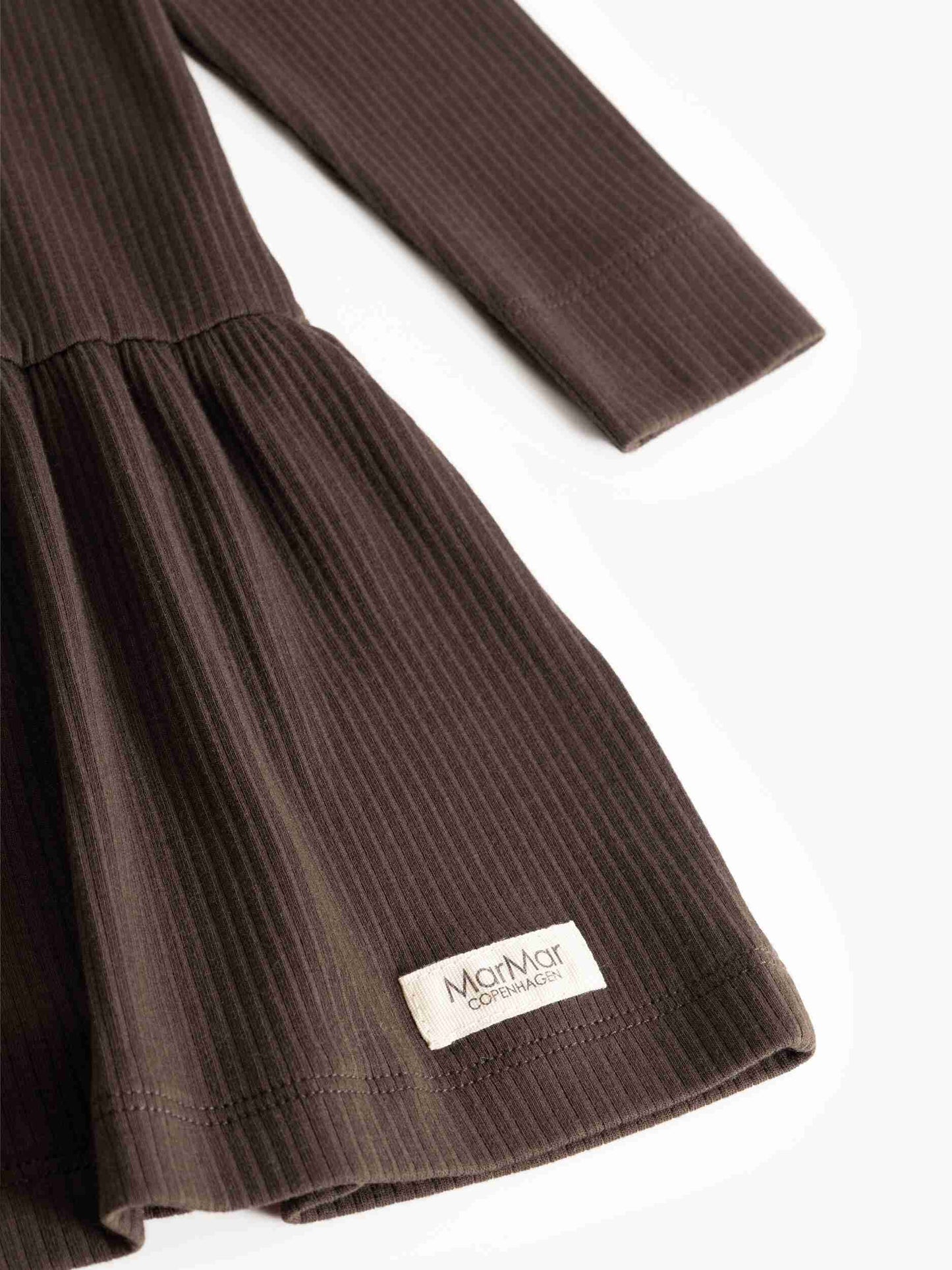MARMAR COPENHAGEN BROWN  RIBBED DROP WAIST DRESS