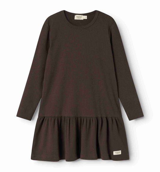 MARMAR COPENHAGEN BROWN  RIBBED DROP WAIST DRESS