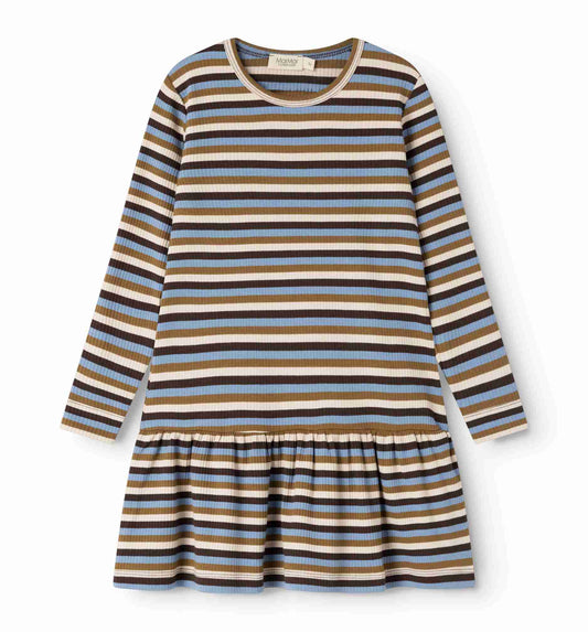MARMAR COPENHAGEN BROWN/BLUE STRIPE DRESS