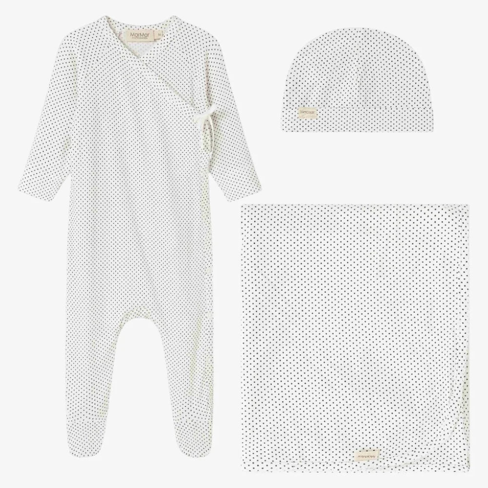 MARMAR COPENHAGEN WHITE/BLACK TINY DOT FOOTIE SET
