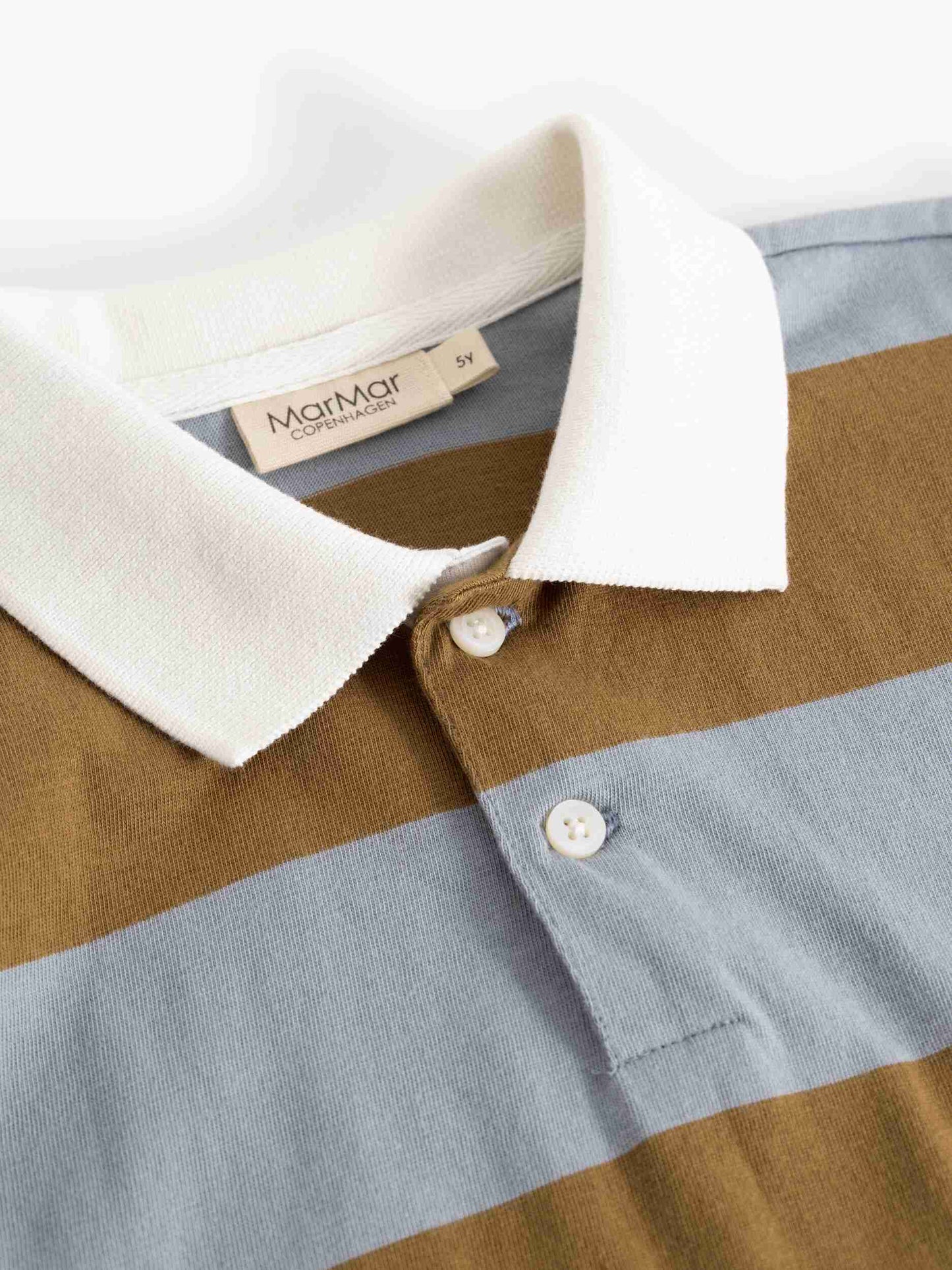 MARMAR COPENHAGEN BLUE/CAMEL WIDE STRIPE POLO