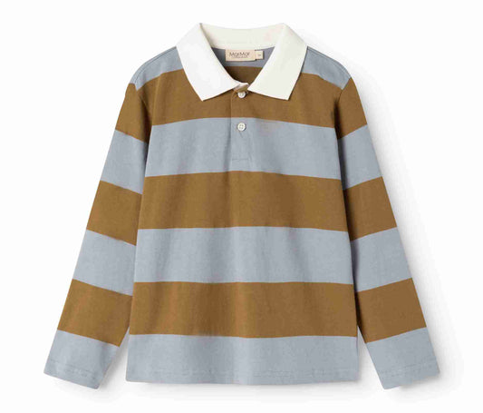 MARMAR COPENHAGEN BLUE/CAMEL WIDE STRIPE POLO