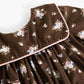 MARMAR COPENHAGEN BROWN FLORAL PIPE TRIM BIB OVERLAY DRESS