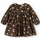MARMAR COPENHAGEN BROWN FLORAL PIPE TRIM BIB OVERLAY DRESS