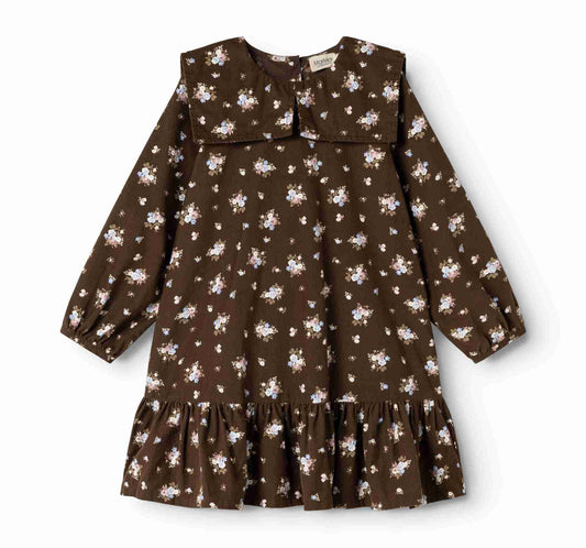 MARMAR COPENHAGEN BROWN FLORAL BIB OVERLAY DRESS