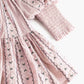 MARMAR COPENHAGEN DUSTY PINK LINEAR FLORAL PUFF SLEEVE DRESS