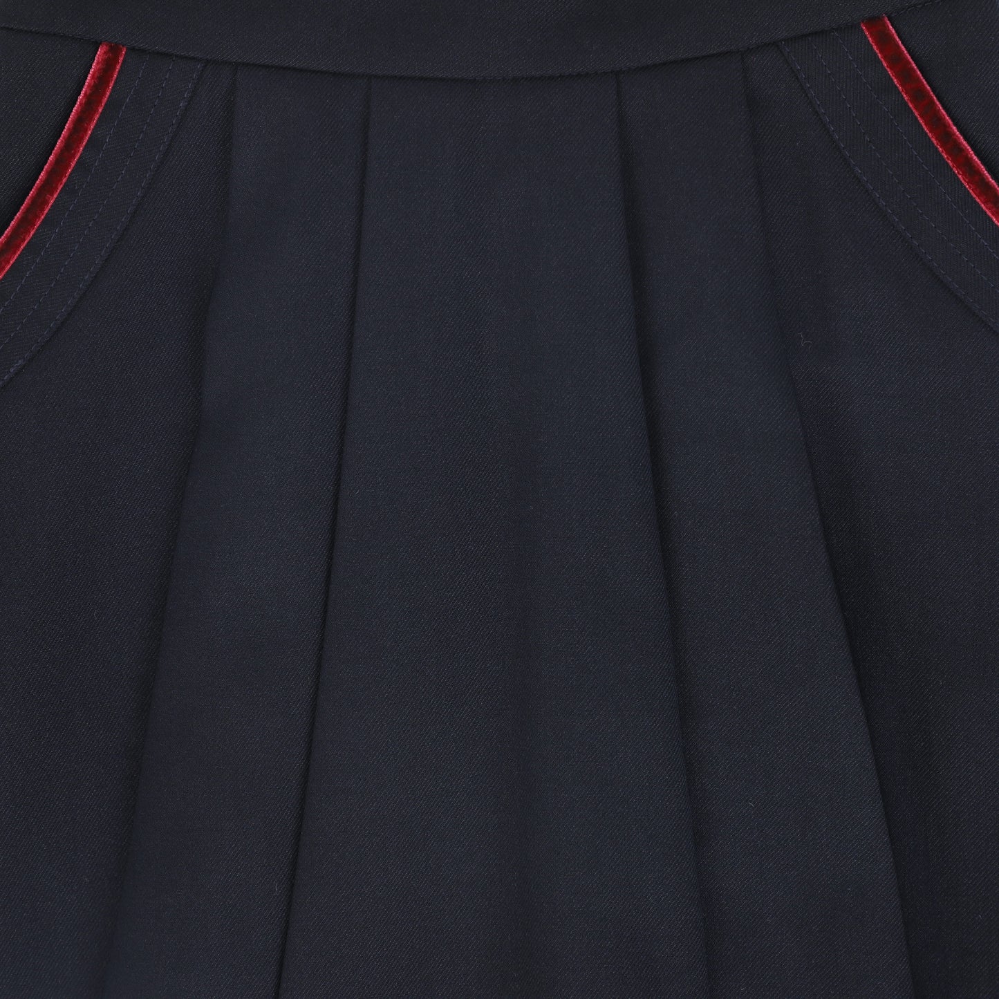 BACE COLLECTION NAVY WOOL VELVET TRIM SKIRT