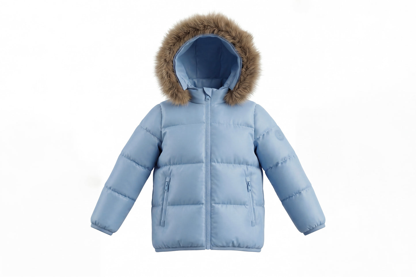 PRAMIE BLUE FUR TRIM PUFFER COAT