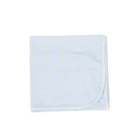 BEBE JOLEE BLUE STRIPE MONOGRAM BLANKET