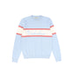 VALENTINA LIGHT BLUE WIDE STRIPE LOGO SWEATER