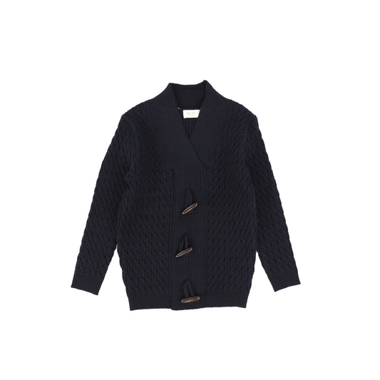 KIPP NAVY BRAIDED KNIT TOGGLE CARDIGAN [FINAL SALE]