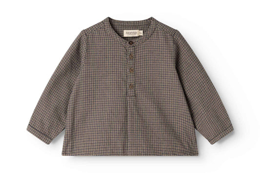 MARMAR COPENHAGEN TAUPE HOUNDSTOOTH BUTTON SHIRT