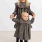 MARMAR COPENHAGEN TAUPE HOUNDSTOOTH RUFFLE TRIM DRESS