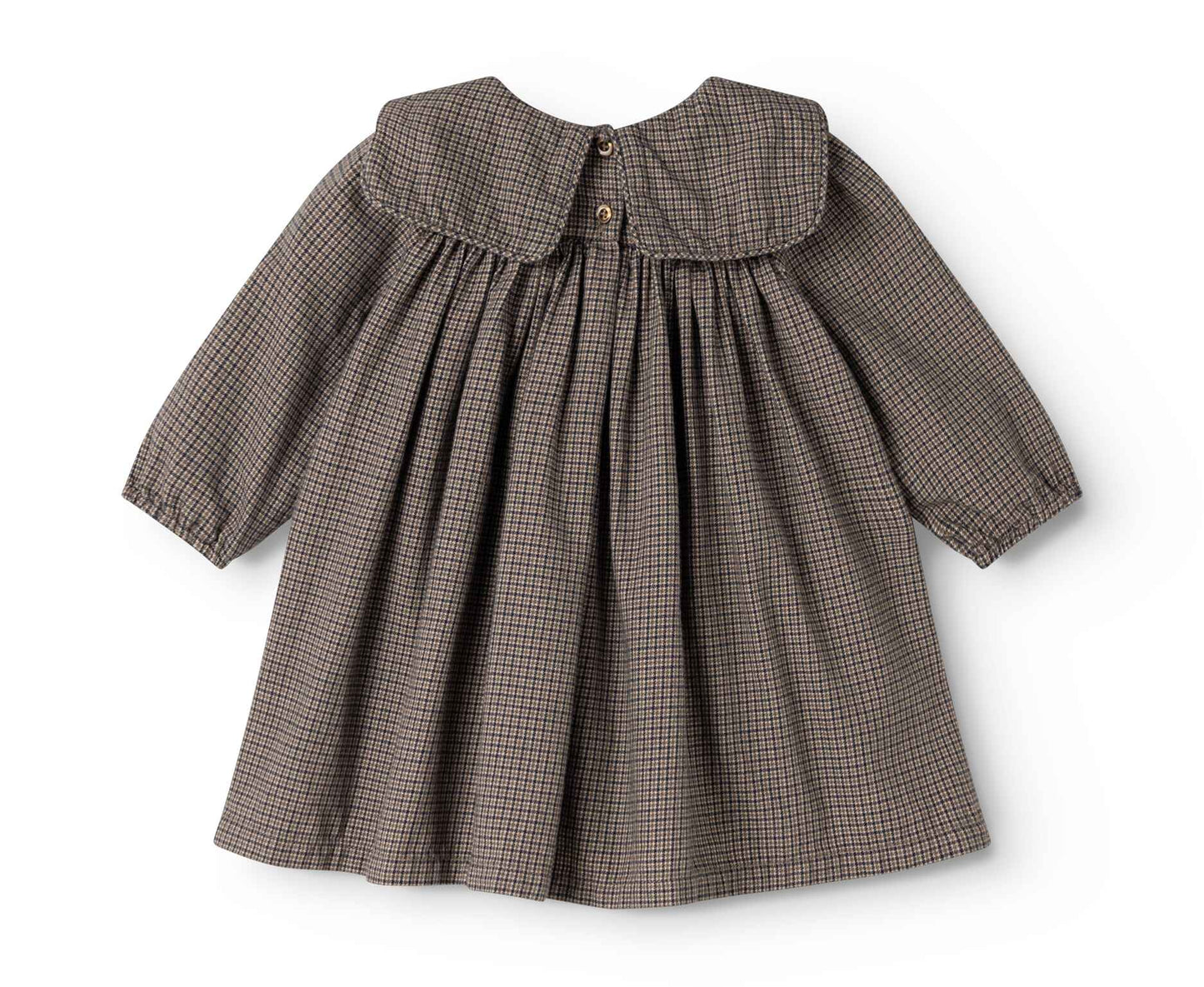 MARMAR COPENHAGEN TAUPE HOUNDSTOOTH BIB OVERLAY DRESS