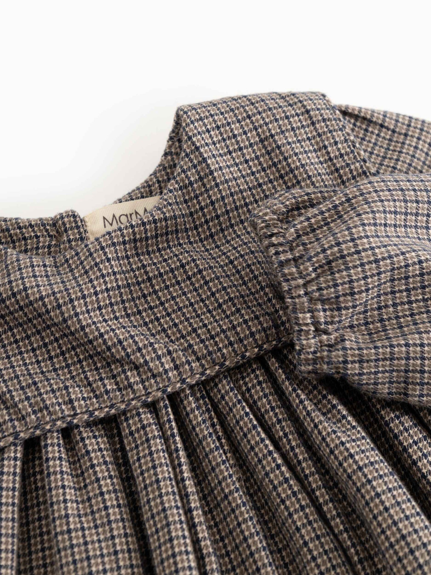 MARMAR COPENHAGEN TAUPE HOUNDSTOOTH BIB OVERLAY DRESS