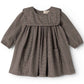 MARMAR COPENHAGEN TAUPE HOUNDSTOOTH BIB OVERLAY DRESS