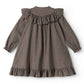 MARMAR COPENHAGEN TAUPE HOUNDSTOOTH RUFFLE TRIM DRESS