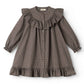 MARMAR COPENHAGEN TAUPE HOUNDSTOOTH RUFFLE TRIM DRESS
