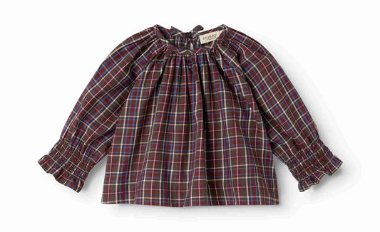 MARMAR COPENHAGEN BROWN CHECKED GATHERED BLOOMER SET