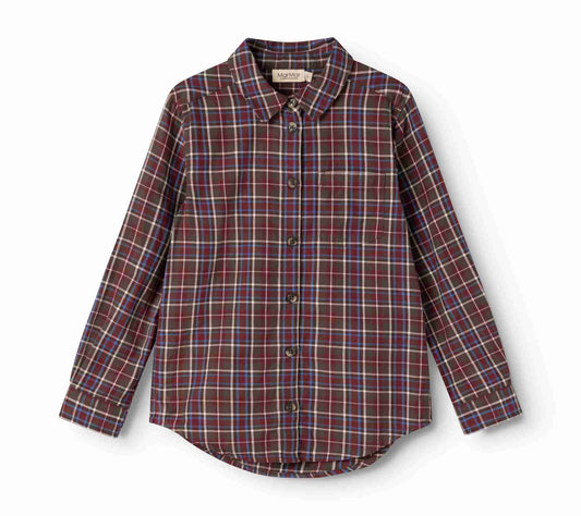 MARMAR COPENHAGEN BROWN  CHECKED COLLAR SHIRT
