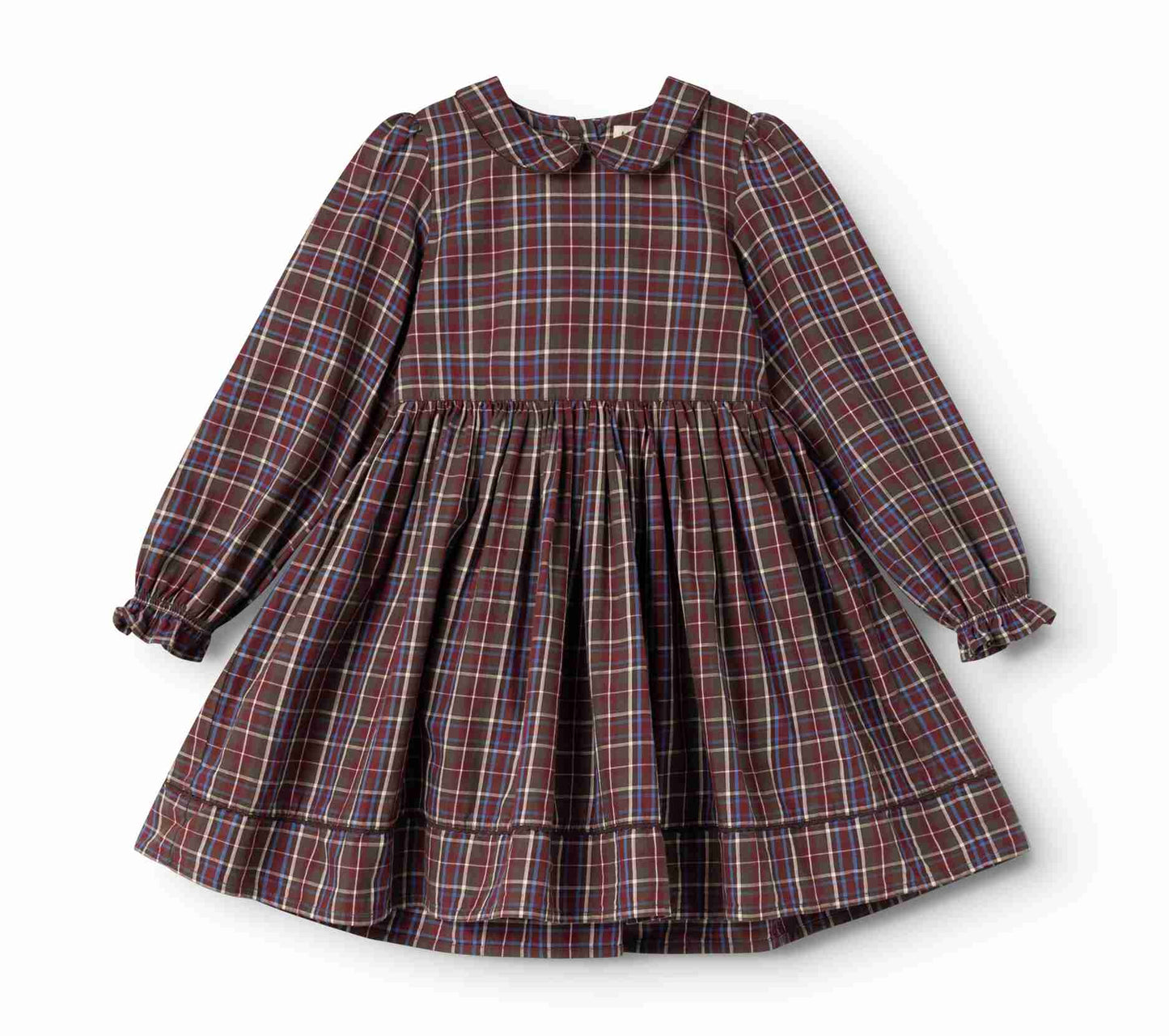 MARMAR COPENHAGEN BROWN CHECKED PETER PAN COLLAR DRESS