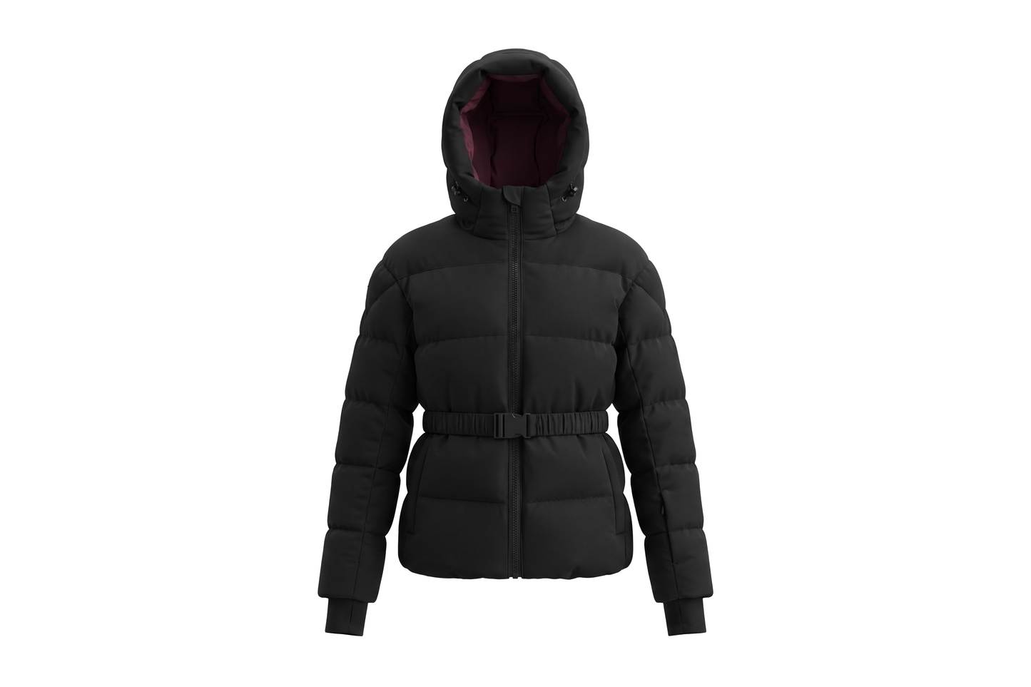 PRAMIE BLACK BELTED PUFFER COAT