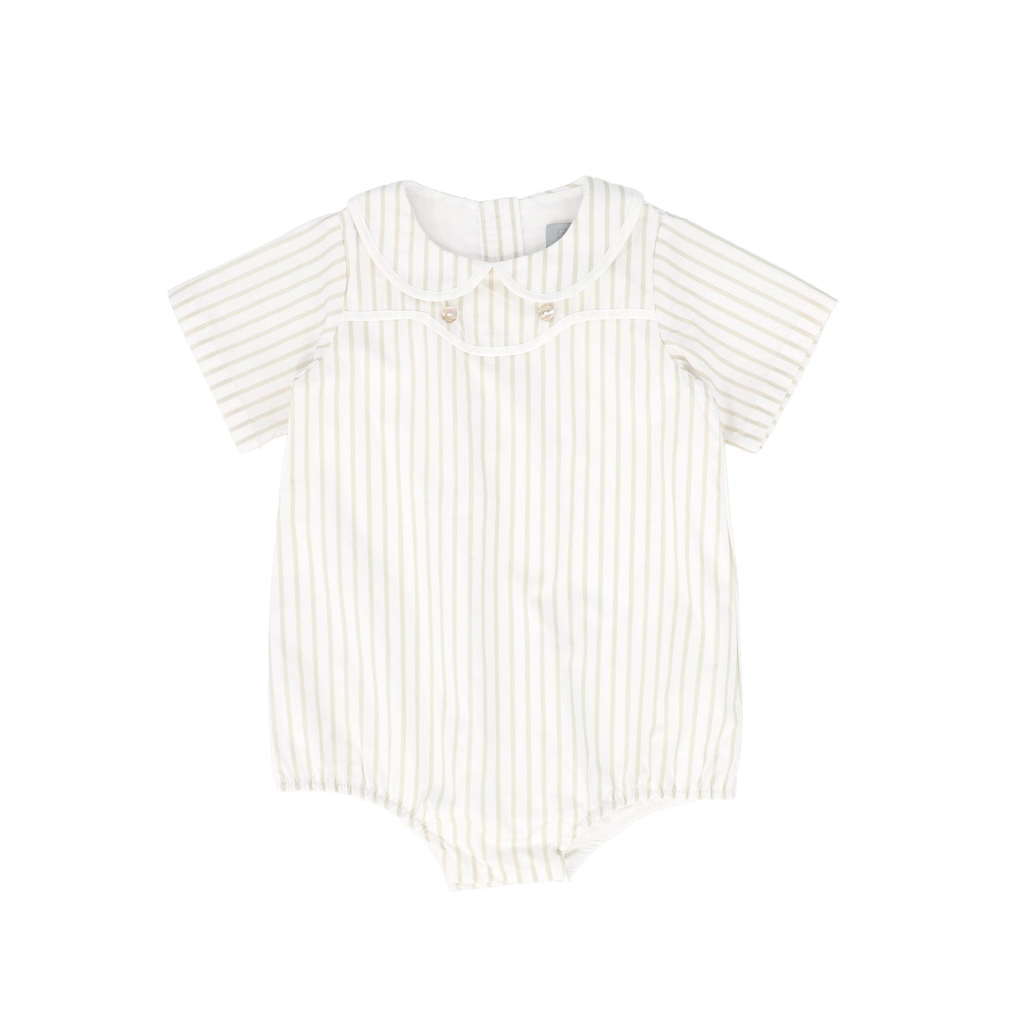 BACE COLLECTION WHITE/TAN STRIPED COLLAR ROMPER