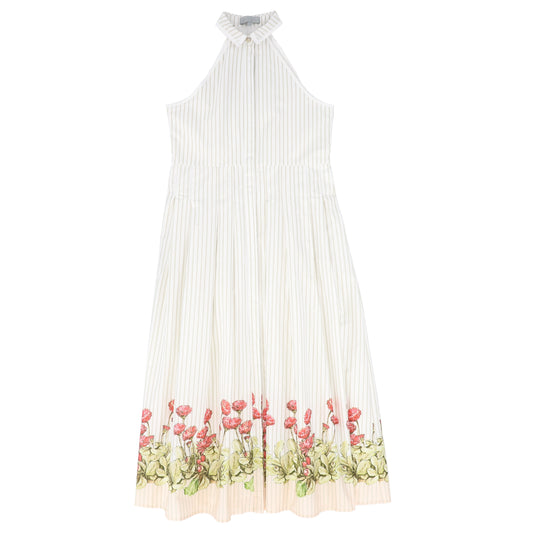 BACE COLLECTION WHITE/TAN STRIPE FLORAL COLLAR JUMPER