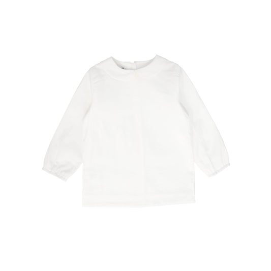 BACE COLLECTION WHITE PETER PAN COLLAR BUTTON BLOUSE
