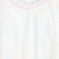 BAMBOO WHITE SMOCKED RUFFLE TRIM ROMPER