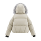 PRAMIE CREAM SQUARE FUR TRIM PUFFER COAT