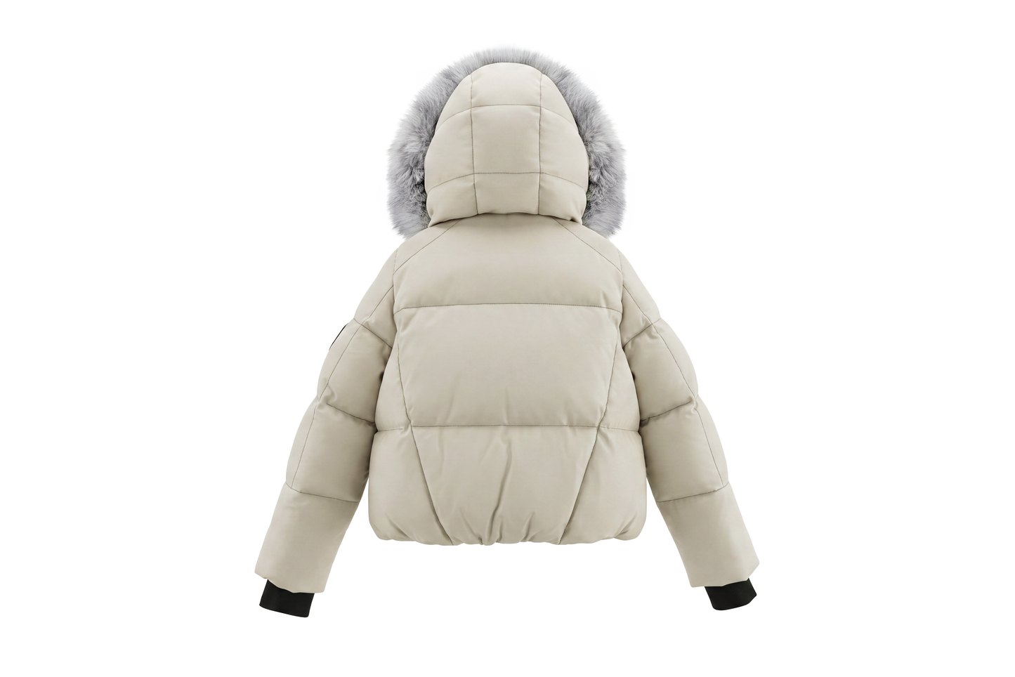 PRAMIE CREAM SQUARE FUR TRIM PUFFER COAT