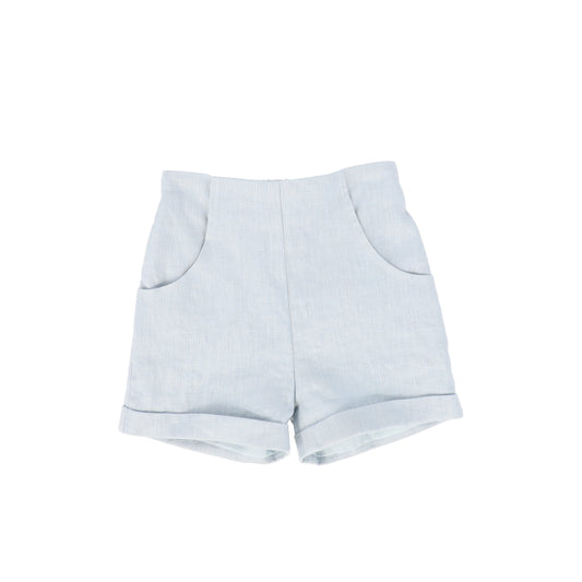 LE BOURDON BLUE LINEN SEAM SHORTS