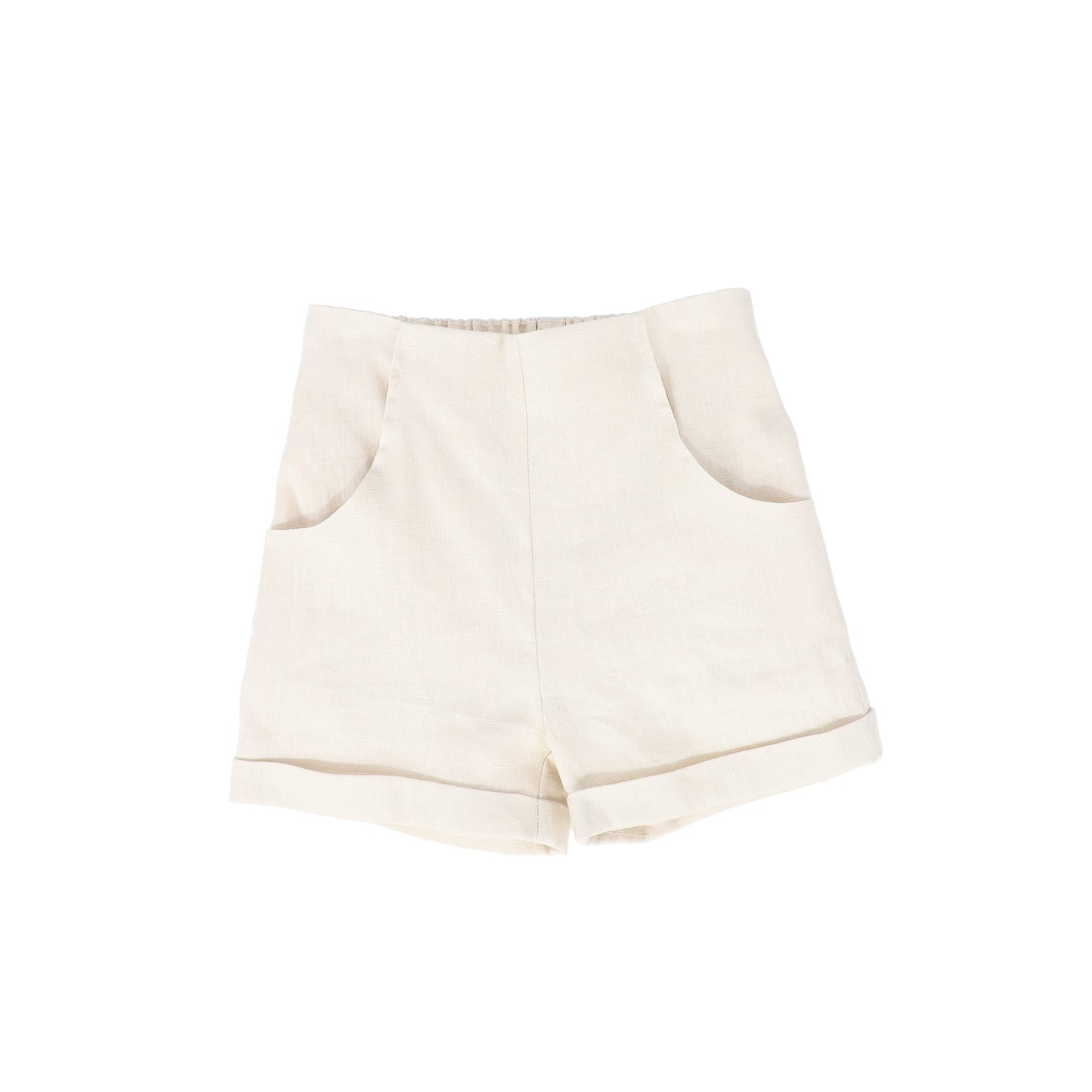 LE BOURDON TAN LINEN SEAM SHORTS
